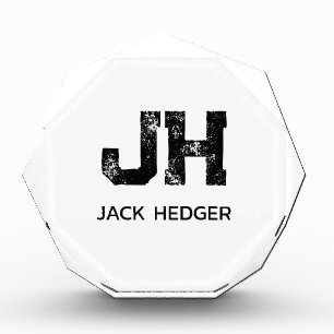 MINIMALIST BLACK TWO LETTER MONOGRAM NAME WHITE PHOTO BLOCK