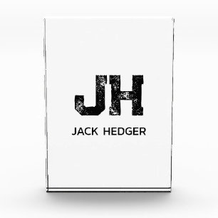MINIMALIST BLACK TWO LETTER MONOGRAM NAME WHITE PHOTO BLOCK