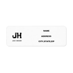 MINIMALIST BLACK TWO LETTER MONOGRAM NAME WHITE RETURN ADDRESS LABEL