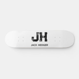 MINIMALIST BLACK TWO LETTER MONOGRAM NAME WHITE SKATEBOARD