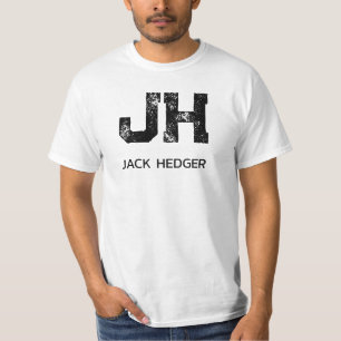 MINIMALIST BLACK TWO LETTER MONOGRAM NAME WHITE T-Shirt