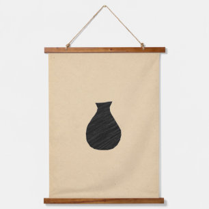 Minimalist black vase hanging tapestry