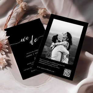 Minimalist Black We Do QR Code Photo Wedding Invitation