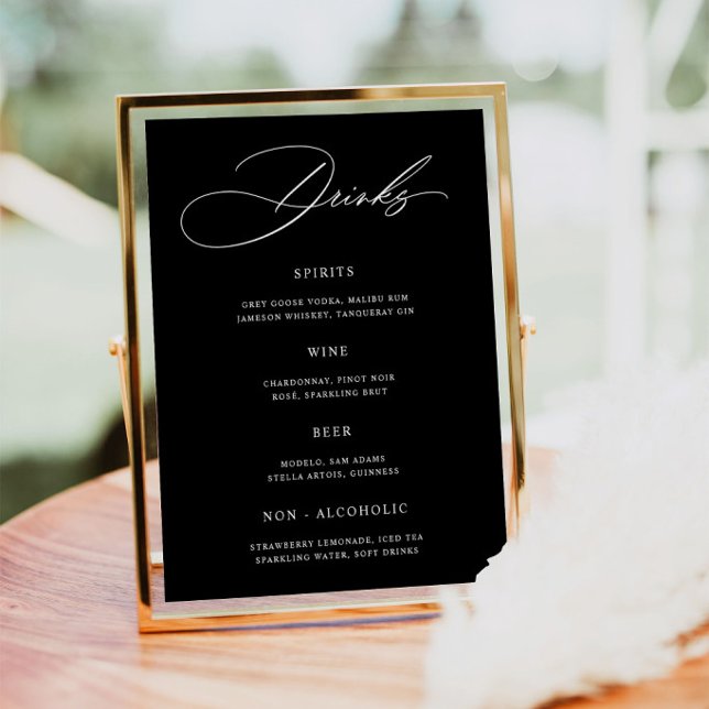 Minimalist Black Wedding Bar Menu Poster (Creator Uploaded)