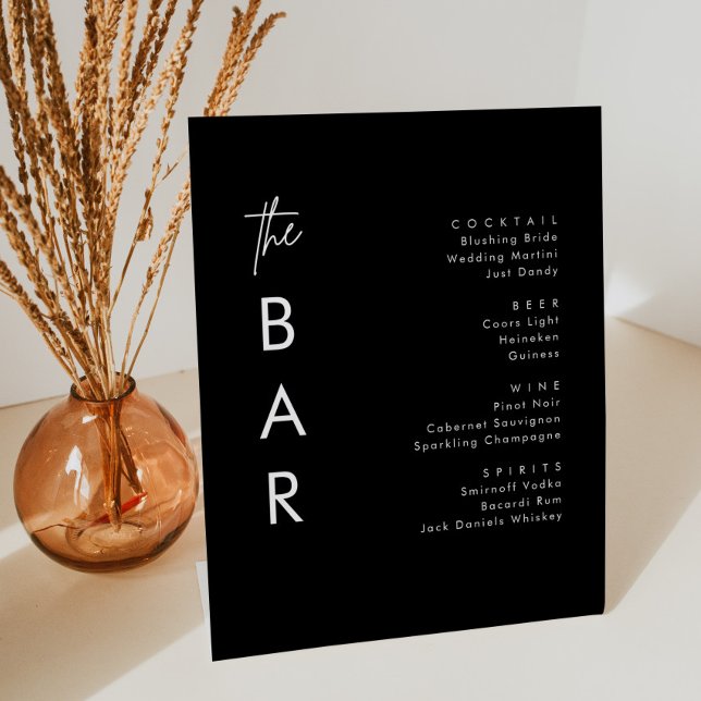 Minimalist Black Wedding Bar  Pedestal Sign (Creator Uploaded)