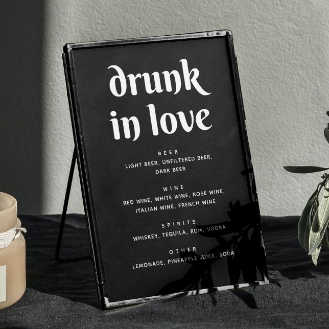 Minimalist Black Wedding Bar Sign | Drunk in Love (Creator Uploaded)