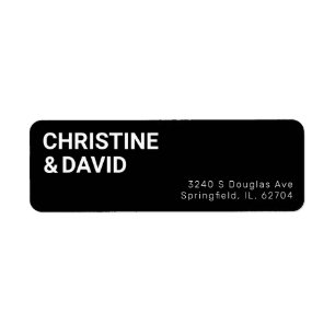 Minimalist Black Wedding Couple Return Address Label