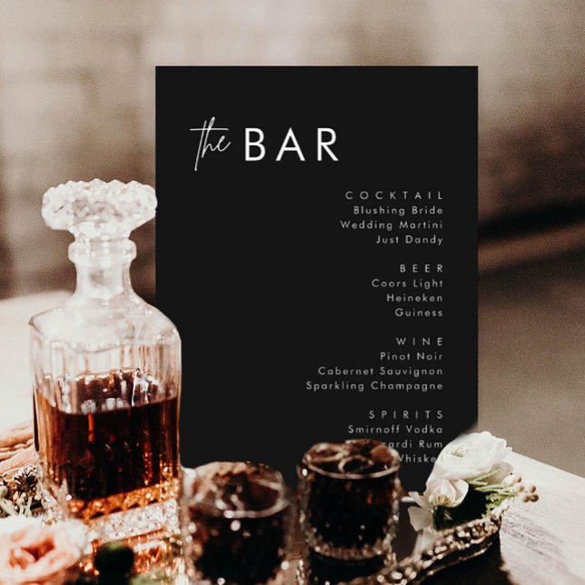Minimalist Black Wedding Drinks Bar Menu Cards (Creator Uploaded)
