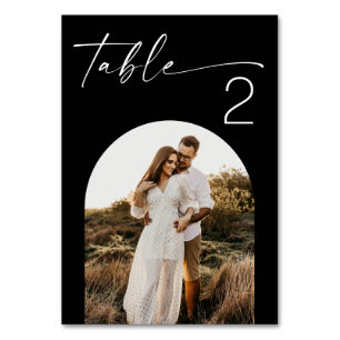 Minimalist Black Wedding   Elegant Modern Photo Table Number