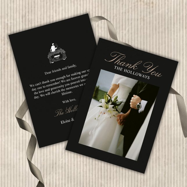Minimalist Black Wedding Flat Thank You Card (Minimalist Black Wedding Flat Thank You Card)