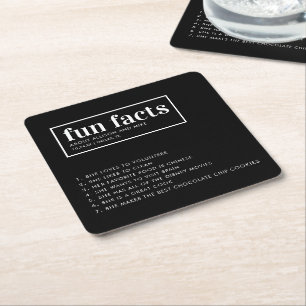 Minimalist Black Wedding Fun Facts Square Paper Coaster