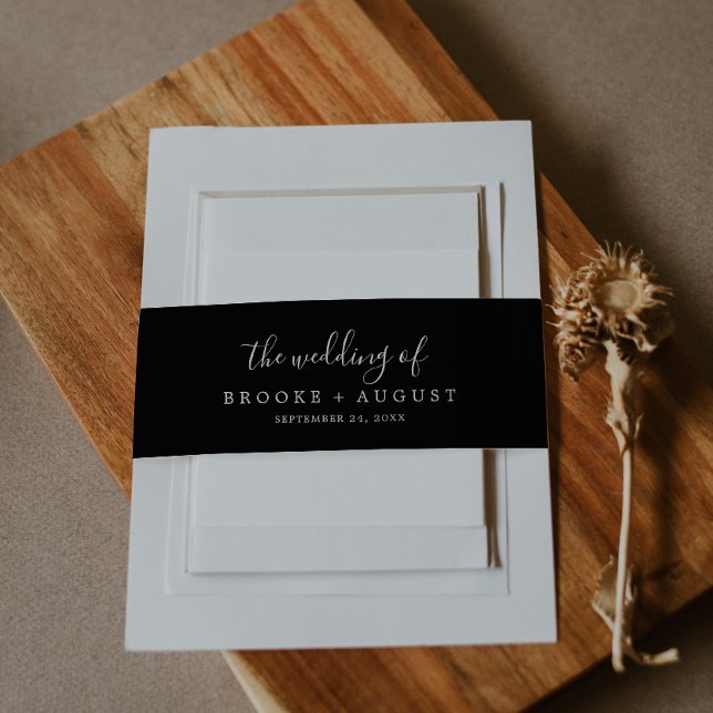 Minimalist Black Wedding Invitation Belly Band (Creator Uploaded)