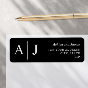Minimalist Black Wedding Return Address Label
