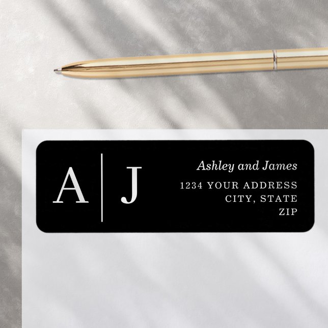 Minimalist Black Wedding Return Address Label (Creator Uploaded)
