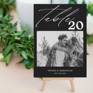 Minimalist Black  Wedding Table Number Pictures