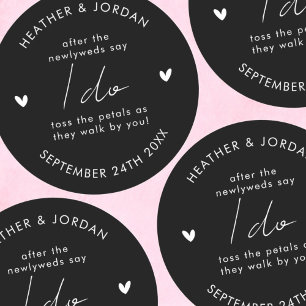 Minimalist Black Wedding Toss Me Confetti Favour Classic Round Sticker