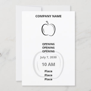 Minimalist Black Wedge-Shaped Line Art Apple Invitation