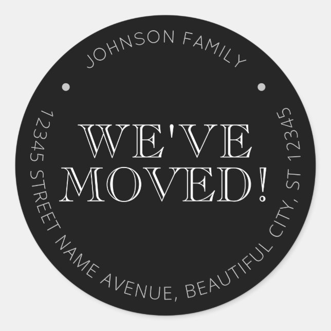 Minimalist Black We've Moved New Address Label (Front)