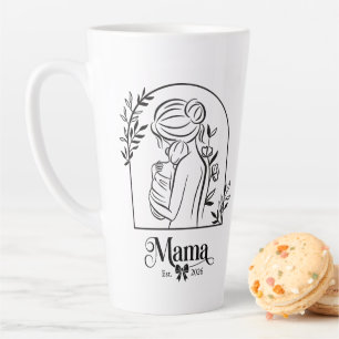Minimalist Black & White 1st Mother's Day Est. Latte Mug