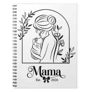 Minimalist Black & White 1st Mother's Day Est. Notebook