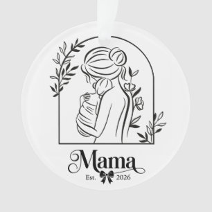 Minimalist Black & White 1st Mother's Day Est. Ornament