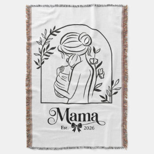 Minimalist Black & White 1st Mother's Day Est. Throw Blanket