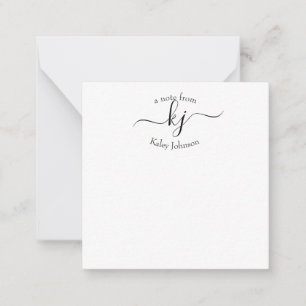 Minimalist Black White 2 Monogram Initial  Card