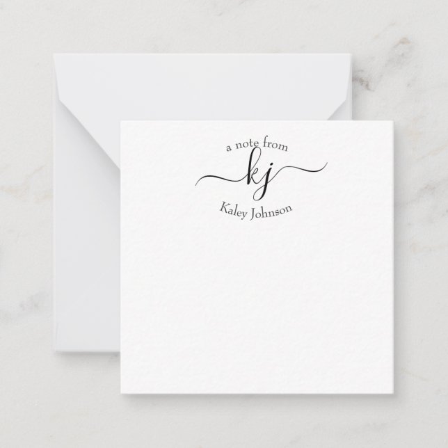 Minimalist Black White 2 Monogram Initial  Card (Front)