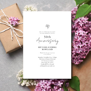 Minimalist Black & White 50th Wedding Anniversary Invitation