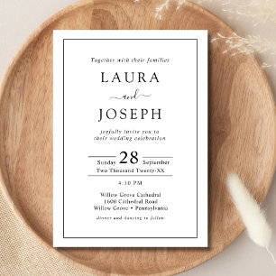 Minimalist Black & White All In One Wedding Invitation