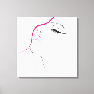Minimalist black white and pink Woman Eyelashes Canvas Print