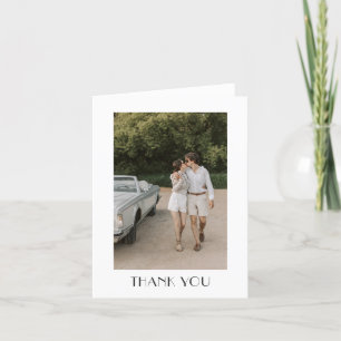 Minimalist Black White Art Deco Photo Wedding Thank You Card