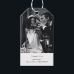 Minimalist Black White Art Deco Wedding Photo Gift Tags<br><div class="desc">Add a touch of elegance to your wedding with these Minimalist Black and White Art Deco Photo Gift Tags. Featuring a chic, contemporary design with simple typography, these tags highlight your wedding photo in a classic black and white colour scheme that presents a sophisticated and minimalist look. Personalise them with...</div>