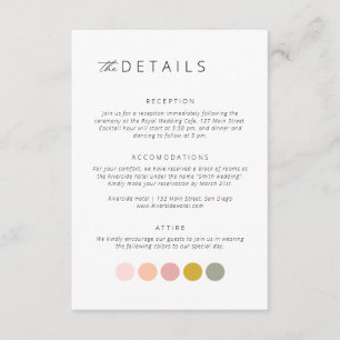 Minimalist Black White Attire Details Wedding Enclosure Card