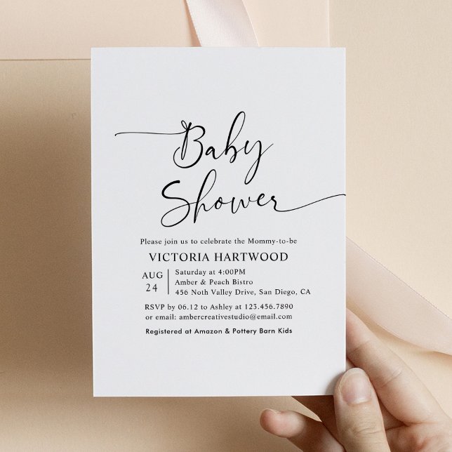 Minimalist Black White Baby Shower Invitation (Creator Uploaded)
