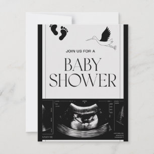 Minimalist Black & White Baby Shower Invitation –