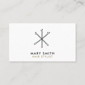 Minimalist Black White Bobby Pins Hair Stylist Appointment Card