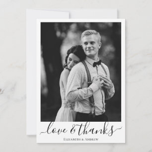 Minimalist Black & White Botanical Wedding  Thank You Card