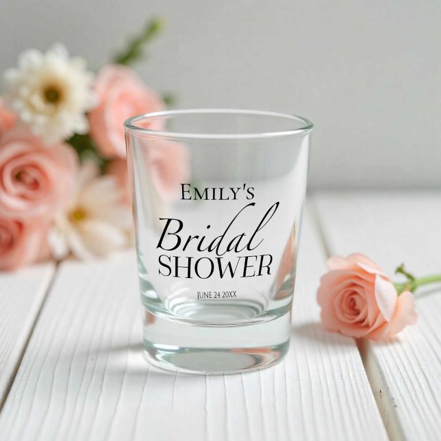 Minimalist Black & White Bridal Shower Shot Glass (Creator Uploaded)