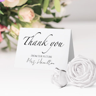 Minimalist Black & White Bridal Shower Thank You Card