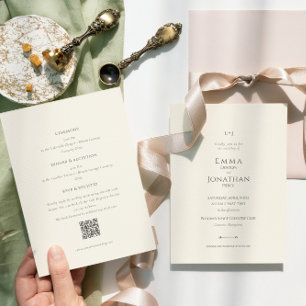 Minimalist Black White Budget All in One Wedding Invitation