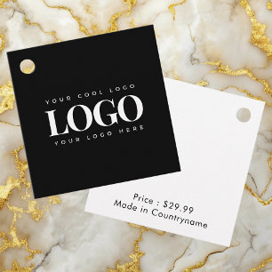 Minimalist Black & White Business Custom Logo Favour Tags