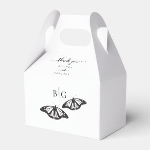 Minimalist Black White Butterfly Monogram Wedding Favour Box