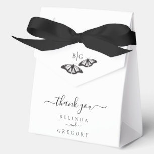 Minimalist Black White Butterfly Monogram Wedding Favour Box