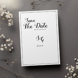 Minimalist black white calligraphy Save The Date Invitation