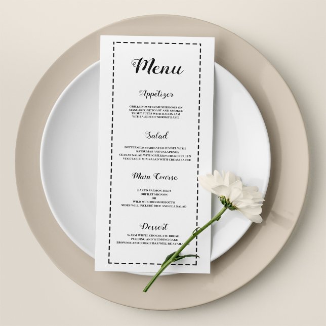Minimalist black white calligraphy Wedding Menu (Minimalist black white calligraphy Wedding Menu )