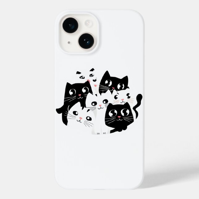 Minimalist Black & White Cat Phone Case (Back)