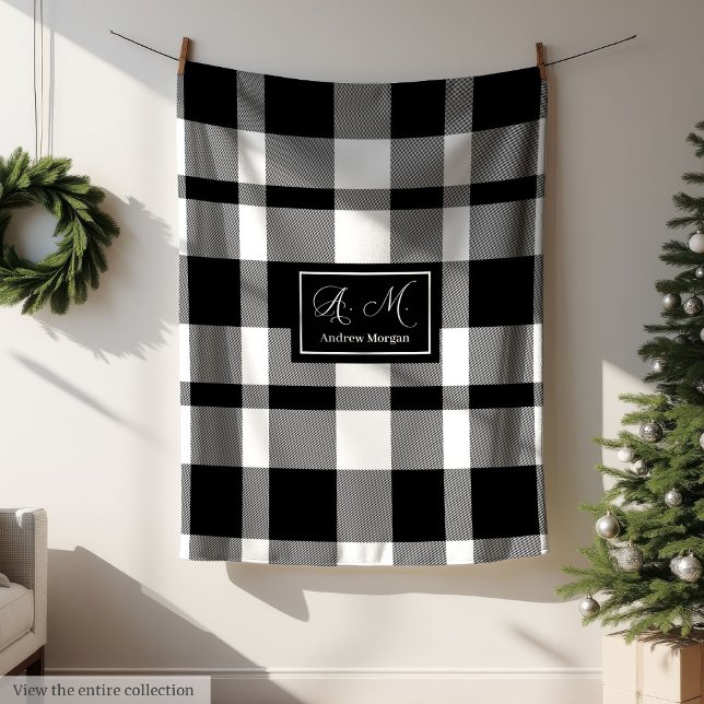 Minimalist Black White Chequered Blanket for Men (Minimalist Black White Checkered Blanket for Men)