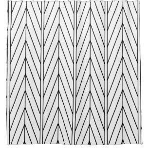 Minimalist Black & White Chevron Design Shower Curtain