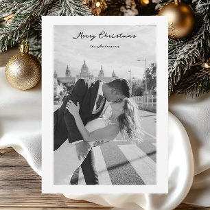 Minimalist Black & White Christmas Photo Holiday Card
